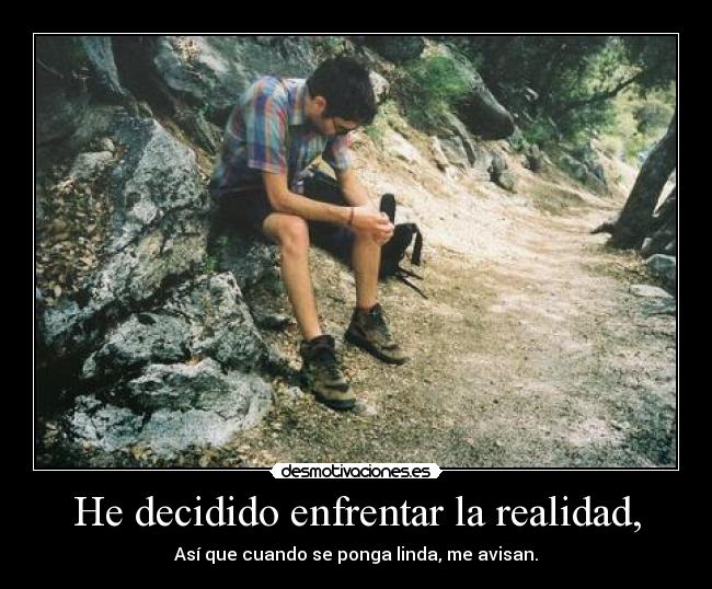 He decidido enfrentar la realidad, - Así que cuando se ponga linda, me avisan.
