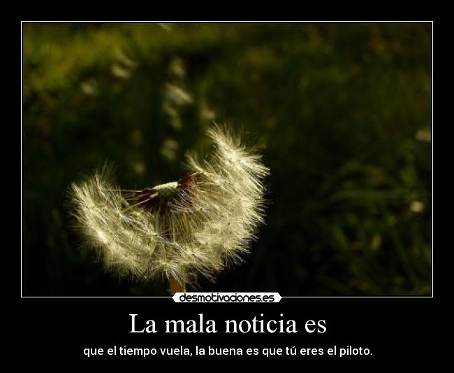 La mala noticia es - que el tiempo vuela, la buena es que tú eres el piloto.