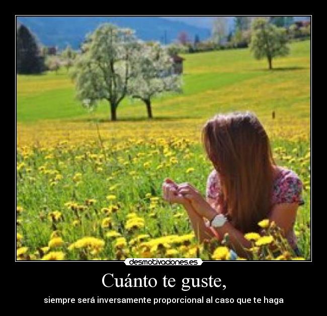 Cuánto te guste, - siempre será inversamente proporcional al caso que te haga