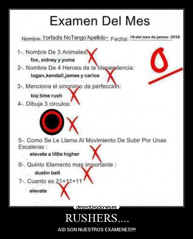 RUSHERS.... - ASI SON NUESTROS EXAMENES!!!!