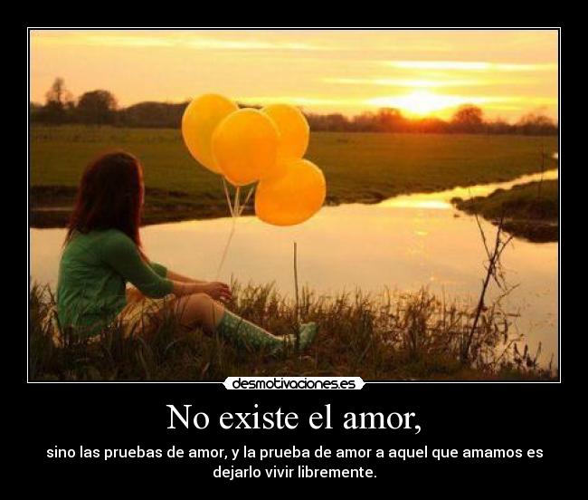 No existe el amor, - sino las pruebas de amor, y la prueba de amor a aquel que amamos es
dejarlo vivir libremente.