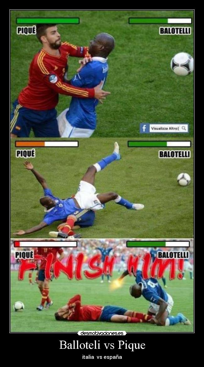 Balloteli vs Pique - italia vs españa