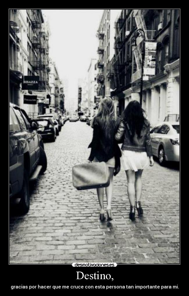 Destino, - gracias por hacer que me cruce con esta persona tan importante para mi.