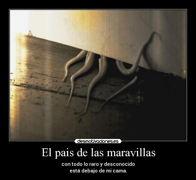 El pais de las maravillas - con todo lo raro y desconocido
está debajo de mi cama.