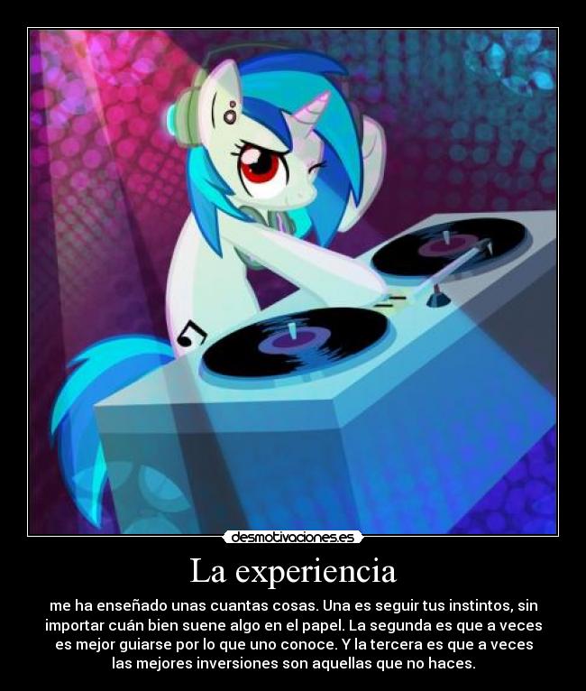 carteles vinyl scratch mlp ponies experiencias lecciones exitos derrotas salir adelante desmotivaciones