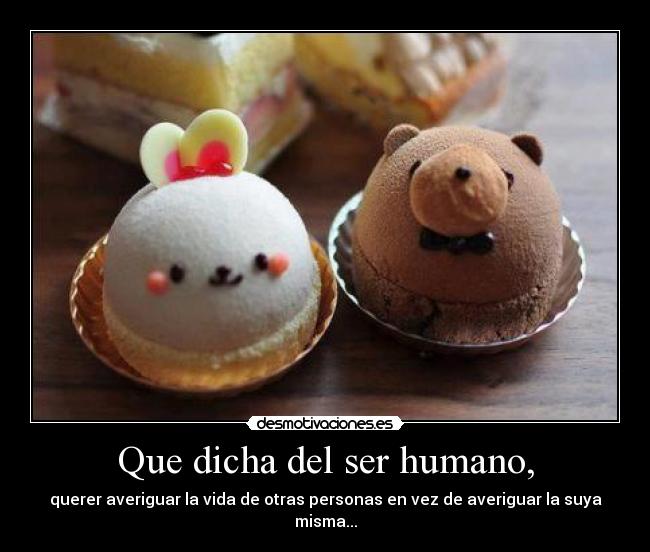 Que dicha del ser humano, - querer averiguar la vida de otras personas en vez de averiguar la suya misma...