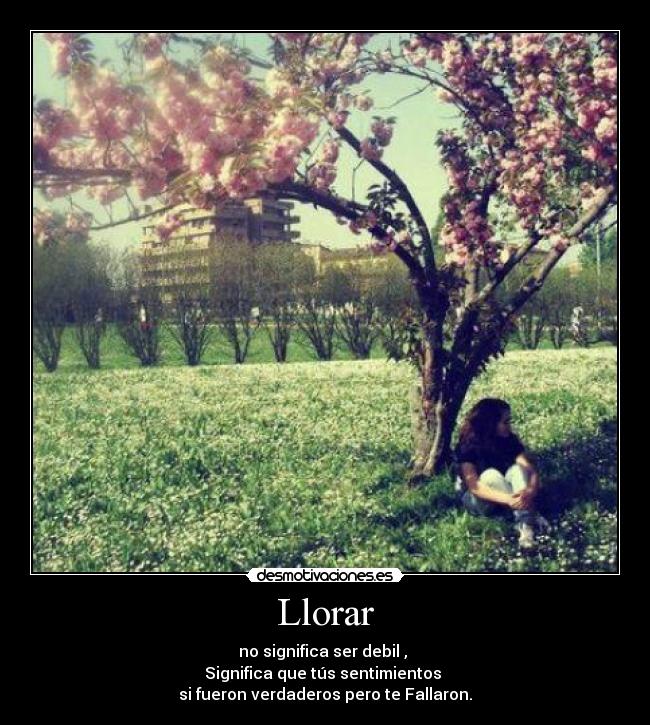 Llorar - no significa ser debil ,
Significa que tús sentimientos
si fueron verdaderos pero te Fallaron.