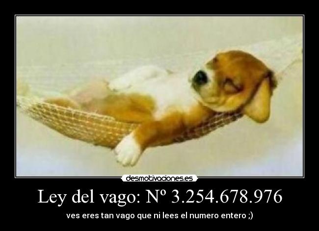 Ley del vago: Nº 3.254.678.976 - ves eres tan vago que ni lees el numero entero ;)