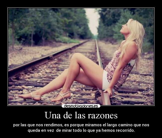 Una de las razones - por las que nos rendimos, es porque miramos el largo camino que nos
queda en vez de mirar todo lo que ya hemos recorrido.