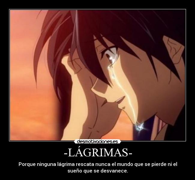 -LÁGRIMAS- - Porque ninguna lágrima rescata nunca el mundo que se pierde ni el
sueño que se desvanece.