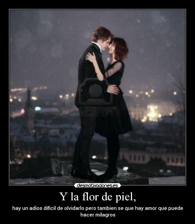 Y la flor de piel, - hay un adios dificil de olvidarlo pero tambien se que hay amor que puede
hacer milagros