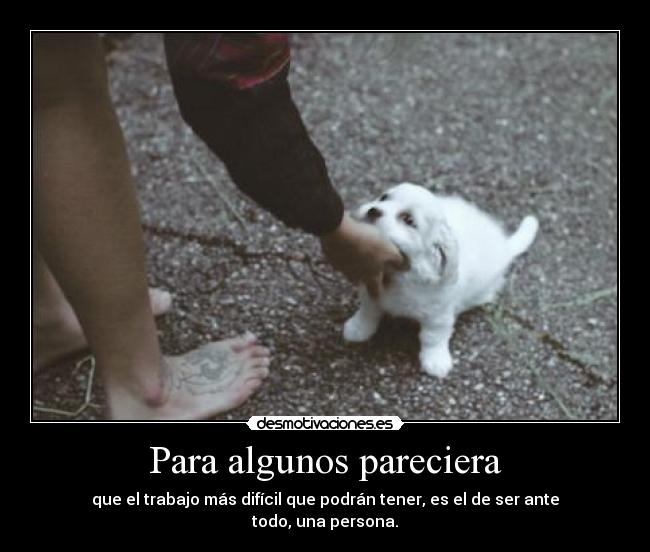 Para algunos pareciera - que el trabajo más difícil que podrán tener, es el de ser ante todo, una persona.