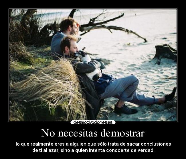 No necesitas demostrar - lo que realmente eres a alguien que sólo trata de sacar conclusiones
de ti al azar, sino a quien intenta conocerte de verdad.