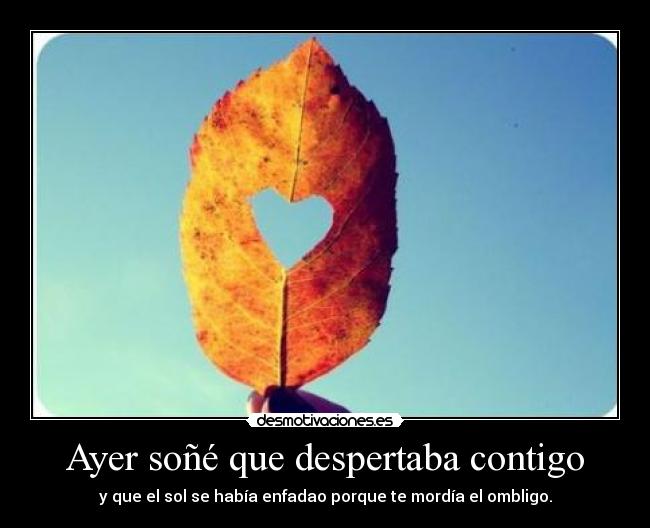 Ayer soñé que despertaba contigo - y que el sol se había enfadao porque te mordía el ombligo.