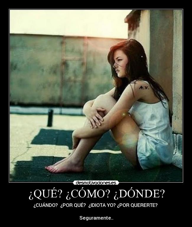 ¿QUÉ? ¿CÓMO? ¿DÓNDE? - ¿CUÁNDO? ¿POR QUÉ? ¿IDIOTA YO? ¿POR QUERERTE?
Seguramente..
