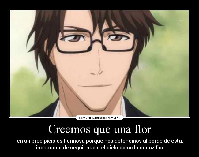 Creemos que una flor - en un precipicio es hermosa porque nos detenemos al borde de esta,
incapaces de seguir hacia el cielo como la audaz flor