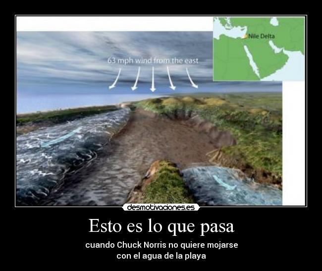 Esto es lo que pasa - cuando Chuck Norris no quiere mojarse
con el agua de la playa