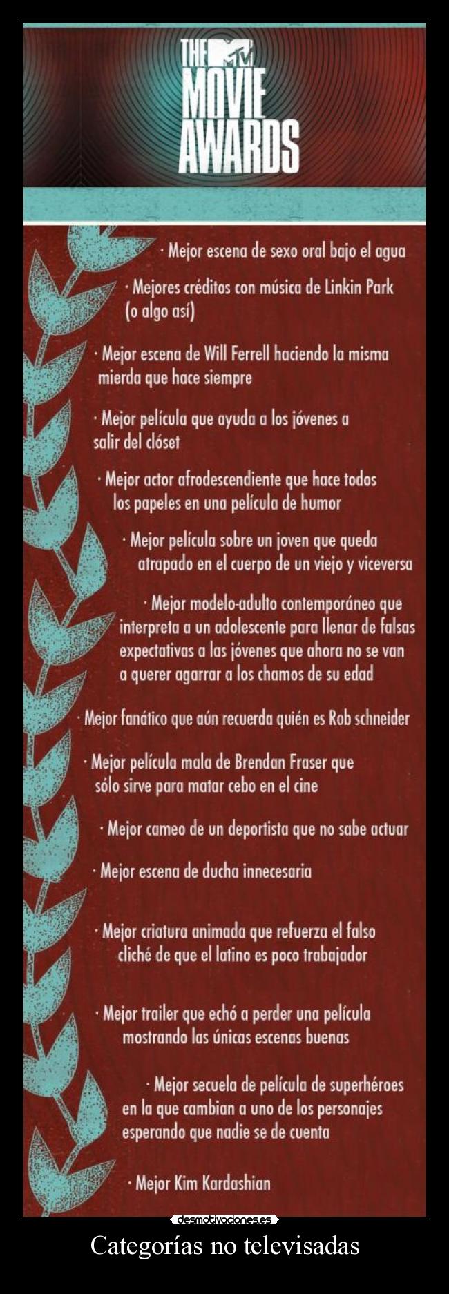 Categorías no televisadas - 