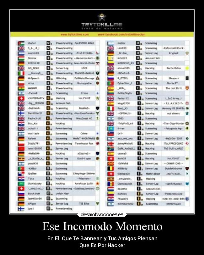 Ese Incomodo Momento - En El  Que Te Bannean y Tus Amigos Piensan
Que Es Por Hacker