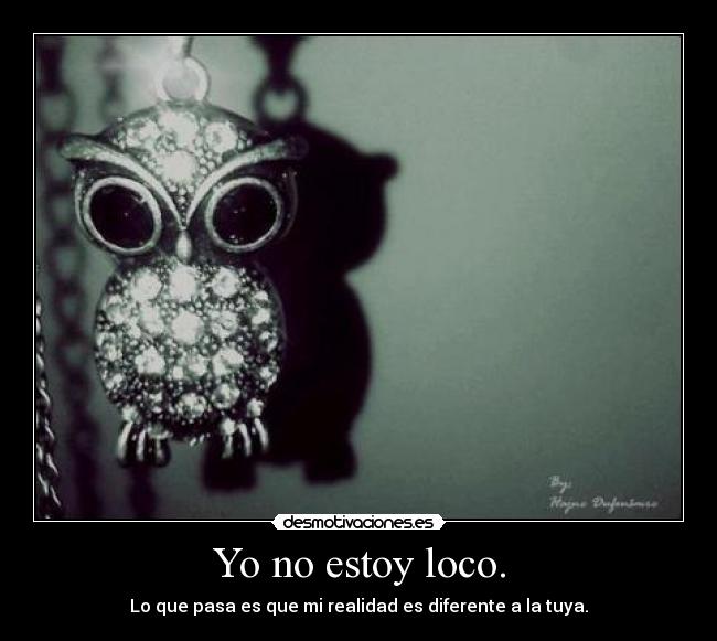 Yo no estoy loco. - Lo que pasa es que mi realidad es diferente a la tuya.