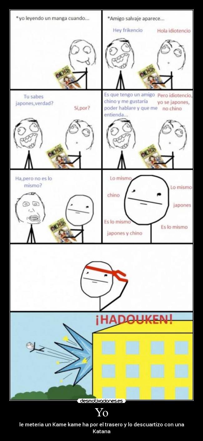 carteles anime chino japones katana mismo kame kame trasero desmotivaciones