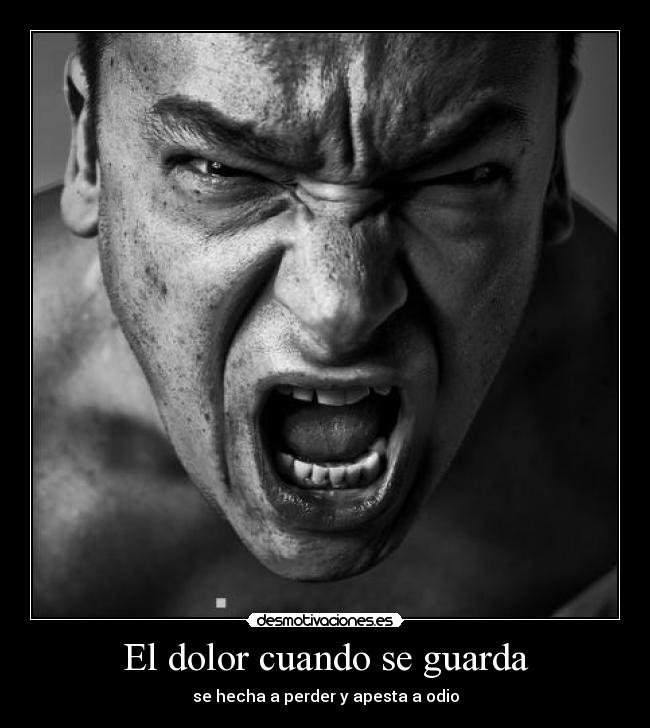 El dolor cuando se guarda - se hecha a perder y apesta a odio