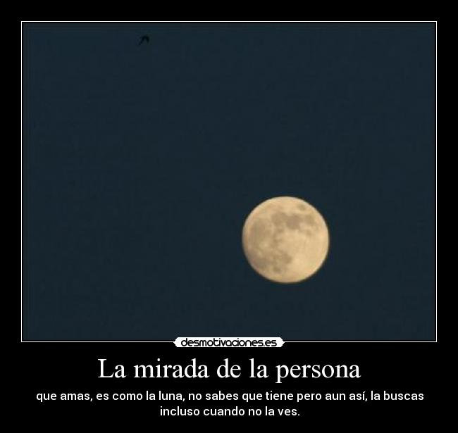 La mirada de la persona - que amas, es como la luna, no sabes que tiene pero aun así, la buscas
incluso cuando no la ves.