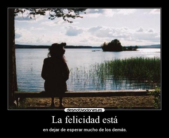 La felicidad está - en dejar de esperar mucho de los demás.