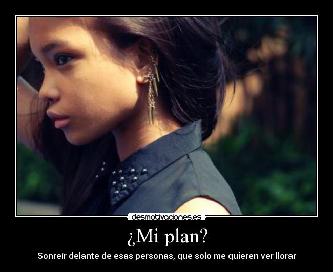 ¿Mi plan? - Sonreír delante de esas personas, que solo me quieren ver llorar