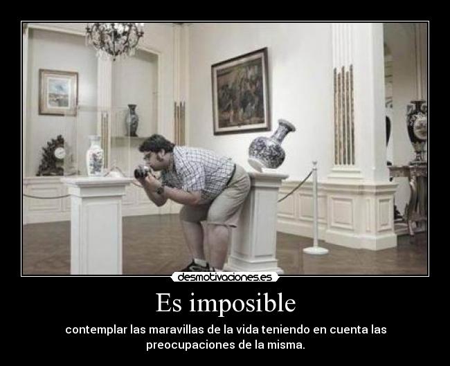 Es imposible - contemplar las maravillas de la vida teniendo en cuenta las
preocupaciones de la misma.