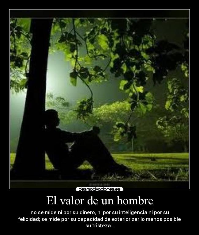 El valor de un hombre - no se mide ni por su dinero, ni por su inteligencia ni por su
felicidad; se mide por su capacidad de exteriorizar lo menos posible
su tristeza...