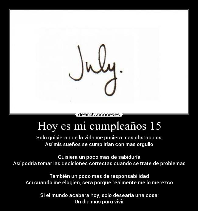 Hoy es mi cumpleaños 15 -