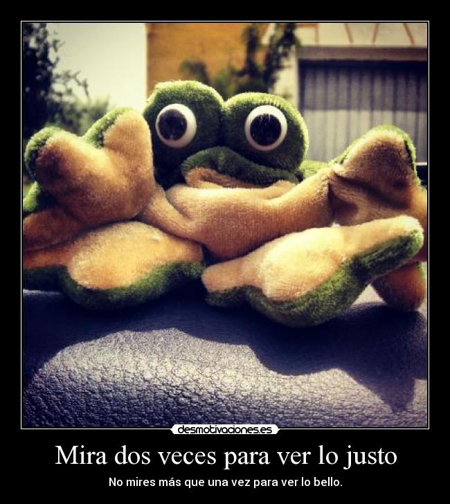 Mira dos veces para ver lo justo - No mires más que una vez para ver lo bello.
