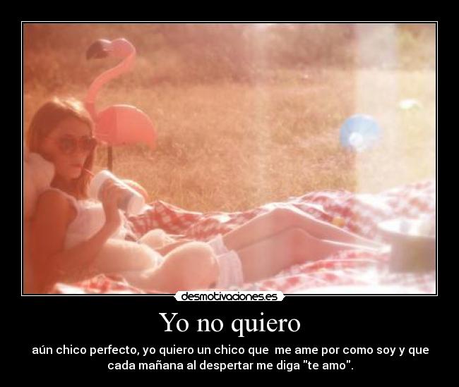 Yo no quiero - aún chico perfecto, yo quiero un chico que me ame por como soy y que
cada mañana al despertar me diga te amo.