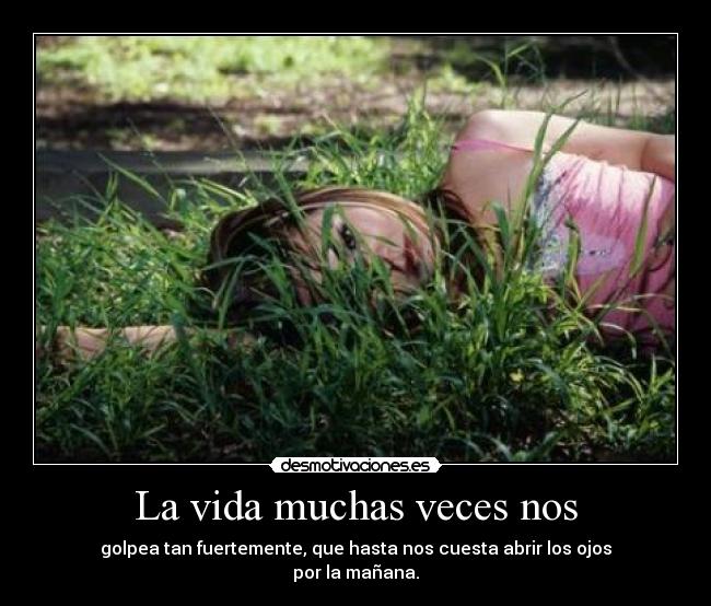 La vida muchas veces nos - golpea tan fuertemente, que hasta nos cuesta abrir los ojos
por la mañana.