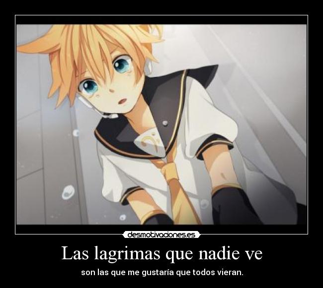 Las lagrimas que nadie ve - son las que me gustaría que todos vieran.