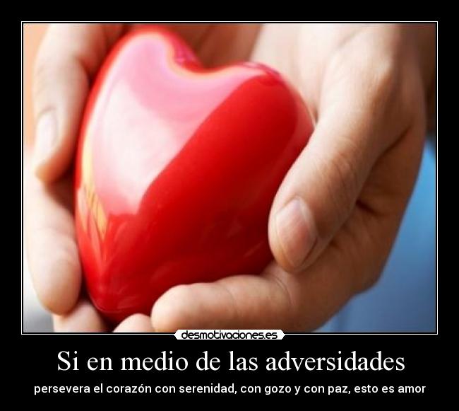 Si en medio de las adversidades - persevera el corazón con serenidad, con gozo y con paz, esto es amor