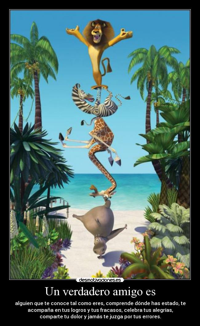 Un verdadero amigo es - alguien que te conoce tal como eres, comprende dónde has estado, te
acompaña en tus logros y tus fracasos, celebra tus alegrías,
comparte tu dolor y jamás te juzga por tus errores.