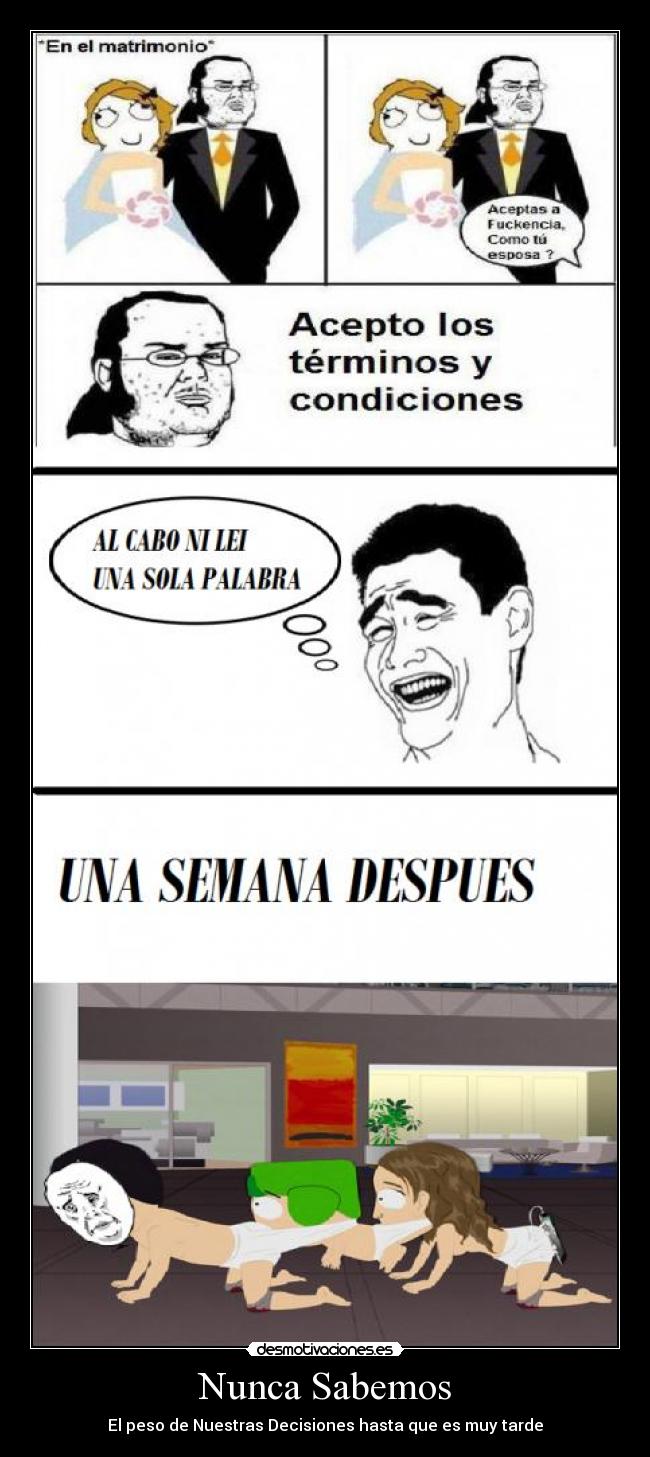 carteles south park matrimonio okay jao fryki nerd vida solo amor feo desmotivaciones