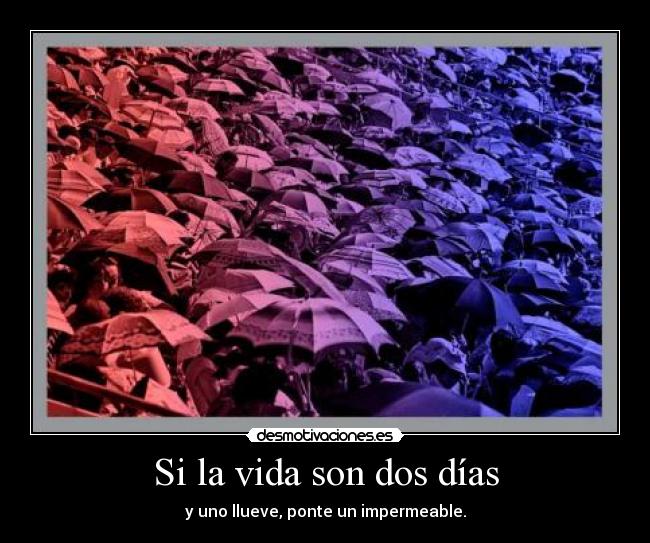 Si la vida son dos días - y uno llueve, ponte un impermeable.