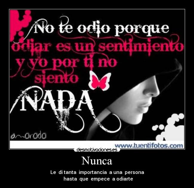 Nunca - Le  di tanta  importancia  a una  persona
  hasta  que  empece  a odiarte