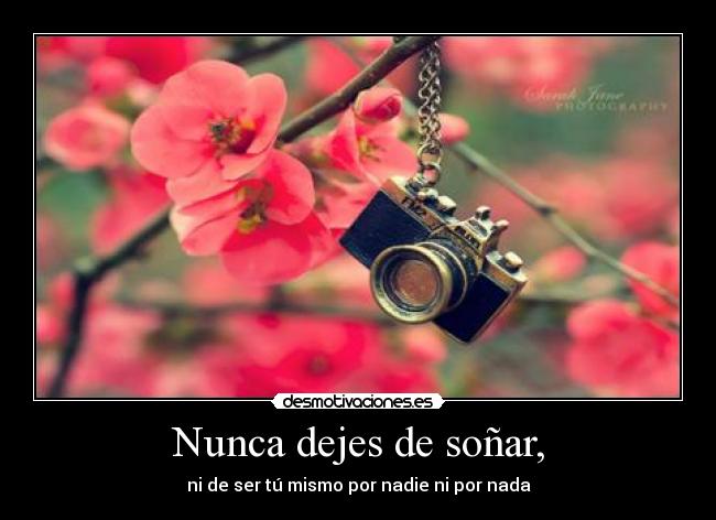 Nunca dejes de soñar, - ni de ser tú mismo por nadie ni por nada