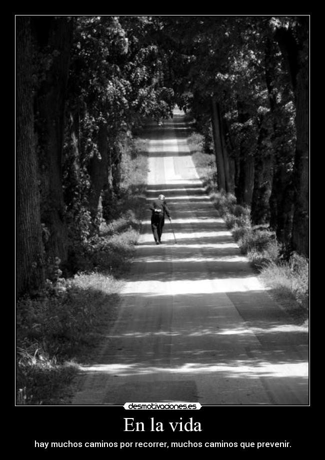 En la vida - hay muchos caminos por recorrer, muchos caminos que prevenir.