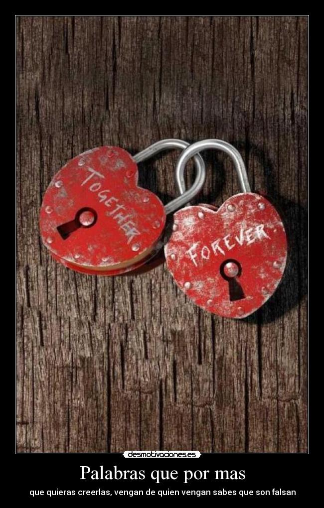 Palabras que por mas - que quieras creerlas, vengan de quien vengan sabes que son falsan