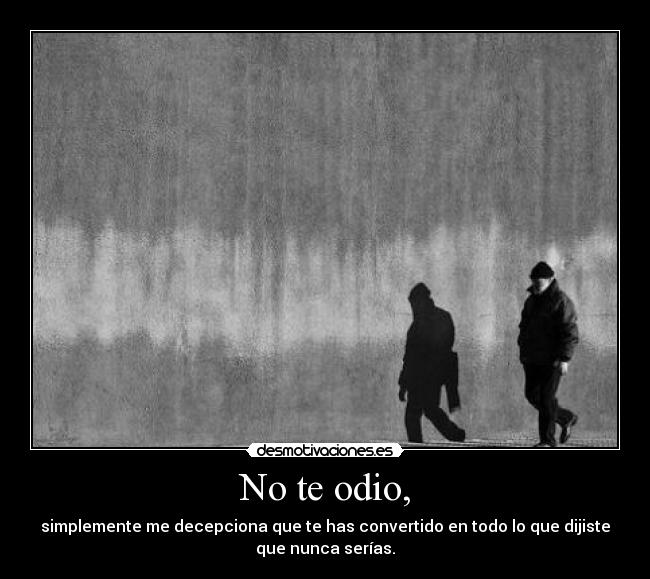 No te odio, - simplemente me decepciona que te has convertido en todo lo que dijiste
que nunca serías.