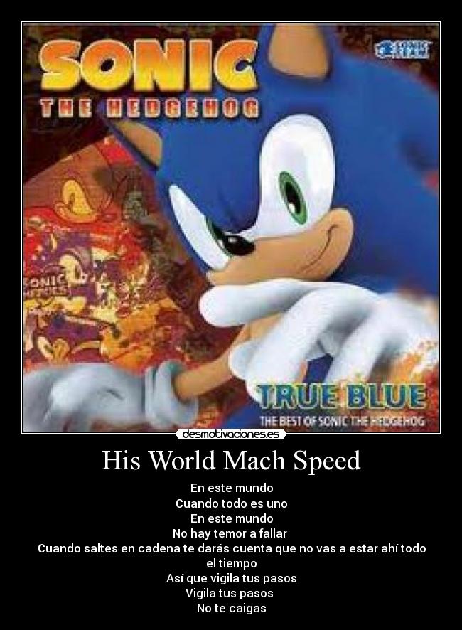 carteles his world mach speed sonic the hedgehog desmotivaciones