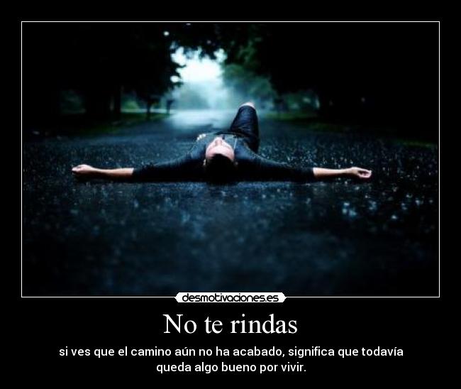 No te rindas - si ves que el camino aún no ha acabado, significa que todavía
queda algo bueno por vivir.