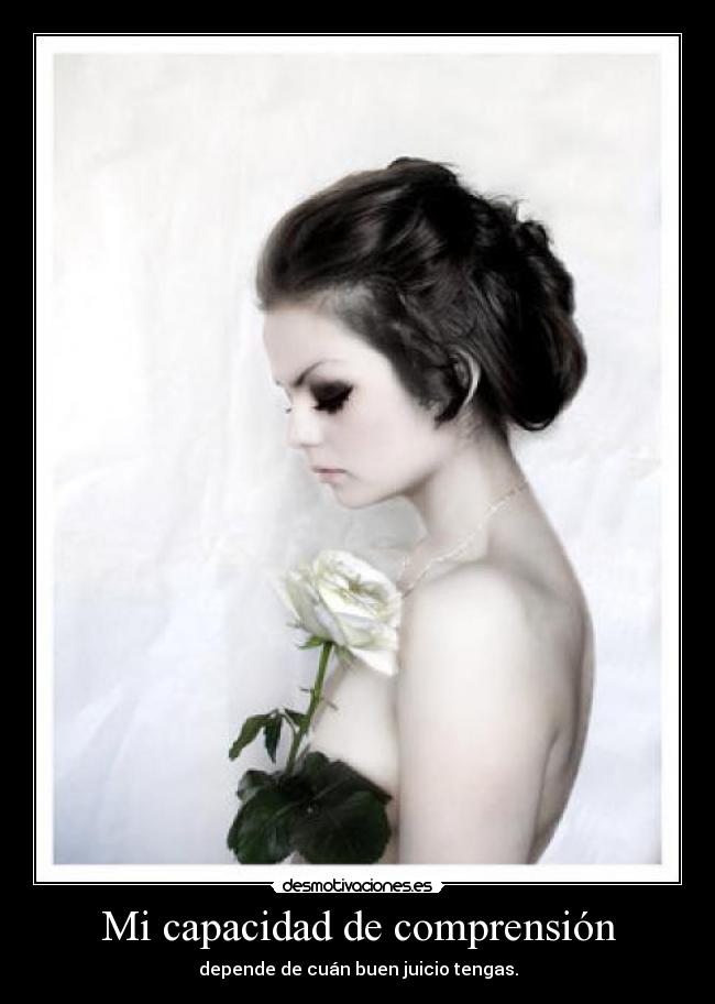 Mi capacidad de comprensión - depende de cuán buen juicio tengas.