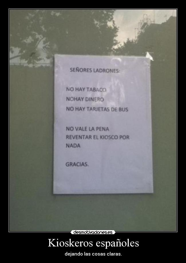 Kioskeros españoles - dejando las cosas claras.