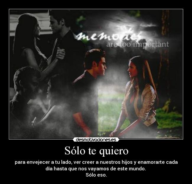 Sólo te quiero - para envejecer a tu lado, ver creer a nuestros hijos y enamorarte cada
día hasta que nos vayamos de este mundo. 
Sólo eso.